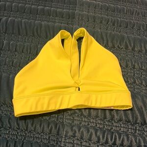 Vibrant Yellow Bikini Top with Halter Design